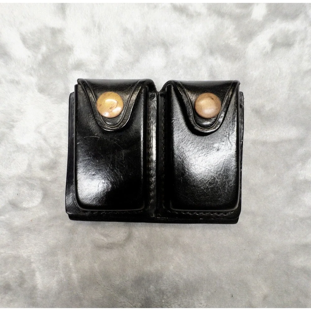 Vtg Safety Speed Double Stack Magazine Black Leather Holster Made In USA
